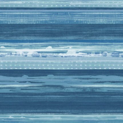 Horizon Brushed Stripe - Washed Denim and Sky Blue | Blues Plaids, Checks and Stripes Wallpaper for Half Bath, Entryway, and Kitchen