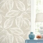 Beckett - Oat | Warm Neutrals and Beiges Trees and Leaves Wallpaper for Accent Wall, Bedroom, and Half Bath