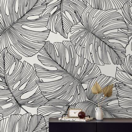Tarra - Contrasto | Blacks Florals, Botanicals and Tropicals Wallpaper for Dining Room, Entryway, and Accent Wall