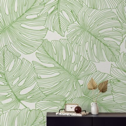 Tarra - Hill Green | Greens Florals, Botanicals and Tropicals Wallpaper for Accent Wall, Living Room, and Entryway