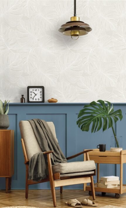 Tarra - White Sand | Warm Neutrals and Beiges Florals, Botanicals and Tropicals Wallpaper for Nursery, Kitchen, and Hallway
