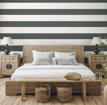 Dylan - Deep Grey | Blacks Plaids, Checks and Stripes Wallpaper for Nursery, Bedroom, and Hallway