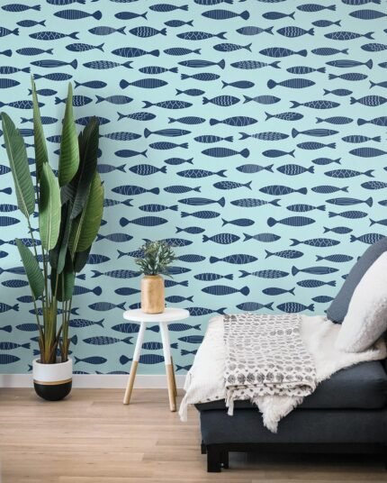 Bay - Bhama Bay | Blues Nautical Wallpaper for Powder Room, Half Bath, and Accent Wall