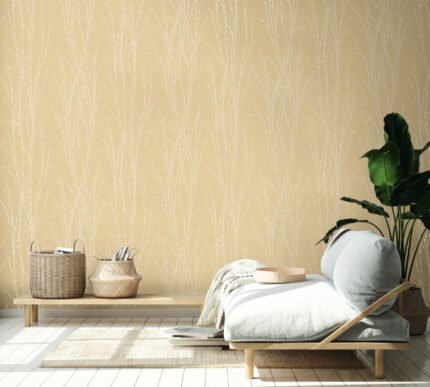 Lagom Meadow Grasses - Tuscan Sand | Browns and Taupes Trees and Leaves Wallpaper for Dining Room, Office, and Entryway