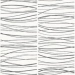 Lagom Abstract Waves - Metallic Ice Mist and Black | Metallics Abstracts Wallpaper for Hallway, Half Bath, and Bedroom