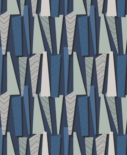 Geometric Shadows - Denim | Navys Geometrics Wallpaper for Office, Accent Wall, and Kitchen