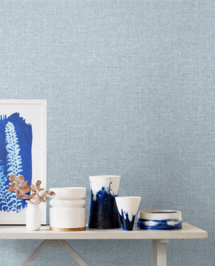 Soft Linen - Midwinter | Blues Textures Wallpaper for Office, Entryway, and Dining Room