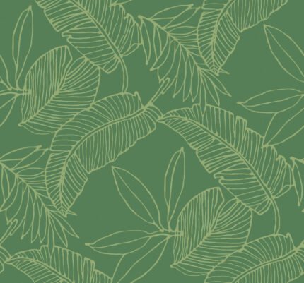 Tropical Breeze | Greens Trees and Leaves Wallpaper for Nursery, Dining Room, and Living Room