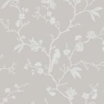 Song Bird | Warm Neutrals and Beiges Trees and Leaves Wallpaper for Office, Half Bath, and Living Room