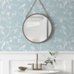 Song Bird | Blues Trees and Leaves Wallpaper for Bedroom, Living Room, and Entryway