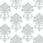 Coronation | Grays Damasks and Scrolls Wallpaper for Hallway, Powder Room, and Kitchen