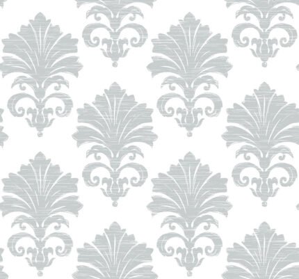 Coronation | Grays Damasks and Scrolls Wallpaper for Hallway, Powder Room, and Kitchen