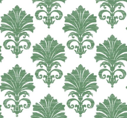 Coronation | Greens Damasks and Scrolls Wallpaper for Nursery, Kitchen, and Accent Wall