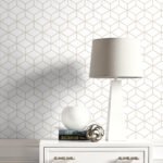 NYC | Whites and Off Whites Geometrics Wallpaper for Office, Accent Wall, and Half Bath