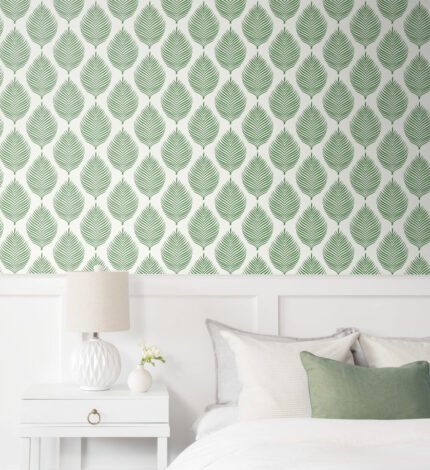 Jaipur Block Print | Greens Trees and Leaves Wallpaper for Living Room, Hallway, and Dining Room