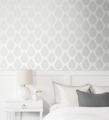 Jaipur Block Print | Blues Trees and Leaves Wallpaper for Accent Wall, Hallway, and Bedroom