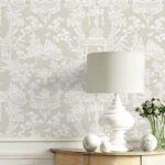 Spring Festival | Warm Neutrals and Beiges Asian and Chinoiseries Wallpaper for Entryway, Office, and Powder Room