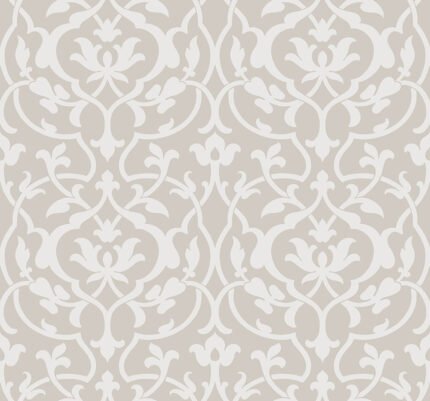 Arabesque | Warm Neutrals and Beiges Damasks and Scrolls Wallpaper for Office, Bedroom, and Nursery