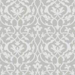 Arabesque | Silvers and Pewters Damasks and Scrolls Wallpaper for Bedroom, Powder Room, and Office
