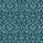Arabesque | Aquas and Teals Damasks and Scrolls Wallpaper for Office, Nursery, and Powder Room