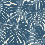 Jamaica - Prussian Blue and White | Blues Florals, Botanicals and Tropicals Wallpaper for Entryway, Hallway, and Powder Room