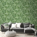 Jamaica - Basil Green and White | Greens Florals, Botanicals and Tropicals Wallpaper for Bedroom, Nursery, and Powder Room