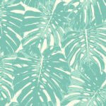 Jamaica - Teal and White | Aquas and Teals Florals, Botanicals and Tropicals Wallpaper for Office, Kitchen, and Powder Room