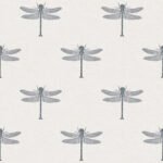 Catalina - Off-White, Black, and Metallic Silver | Blues Animals, Birds and Insects Wallpaper for Office, Powder Room, and Nursery