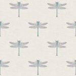 Catalina - Off-White, Blue, Metallic Silver, and Black | Greens Animals, Birds and Insects Wallpaper for Office, Accent Wall, and Powder Room