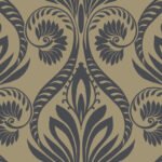 Bonaire - Black and Metallic Gold | Blacks Damasks and Scrolls Wallpaper for Bedroom, Nursery, and Half Bath