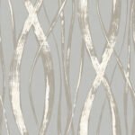 Barbados - Gray, Metallic Silver, and White | Silvers and Pewters Geometrics Wallpaper for Office, Accent Wall, and Living Room