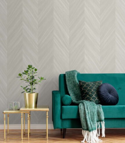Chevron Wood 27 - Crest | Whites and Off Whites Geometrics Wallpaper for Office, Accent Wall, and Dining Room