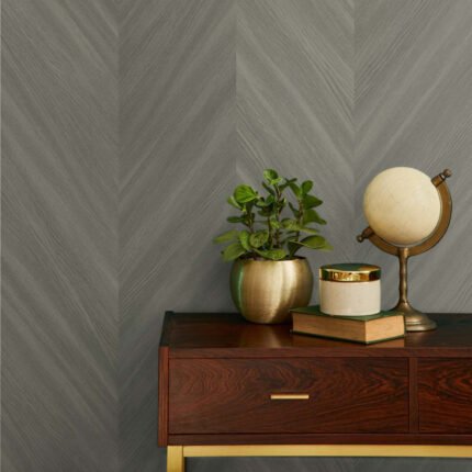 Chevron Wood 27 - Veneer | Grays Geometrics Wallpaper for Office, Accent Wall, and Nursery