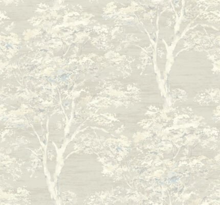 Ottine | Grays Trees and Leaves Wallpaper for Hallway, Office, and Bedroom
