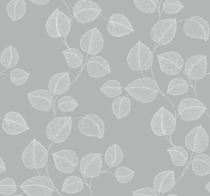 Navy Grey and White | Grays Trees and Leaves Wallpaper for Half Bath, Dining Room, and Nursery