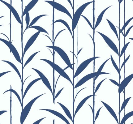 Navy Grey and White | Navys Trees and Leaves Wallpaper for Dining Room, Half Bath, and Living Room