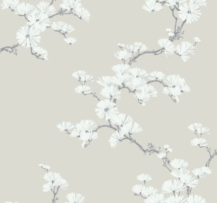 Navy Grey and White | Grays Asian and Chinoiseries Wallpaper for Powder Room, Dining Room, and Accent Wall