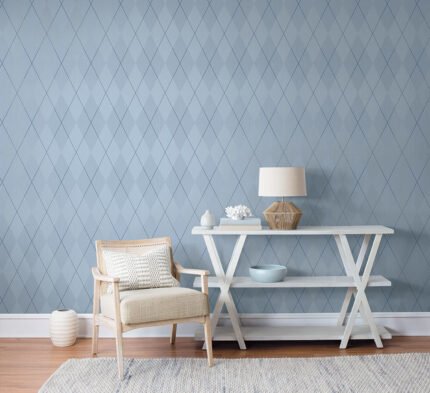 Navy Grey and White | Blues Geometrics Wallpaper for Office, Accent Wall, and Nursery