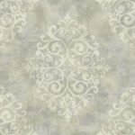 Galena - Tin | Silvers and Pewters Damasks and Scrolls Wallpaper for Nursery, Living Room, and Kitchen