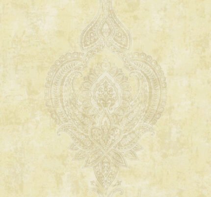 Gillingham - Swiss Cream | Warm Neutrals and Beiges Medallions Wallpaper for Living Room, Entryway, and Hallway