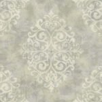Galena - Tin | Silvers and Pewters Damasks and Scrolls Wallpaper for Office, Accent Wall, and Powder Room