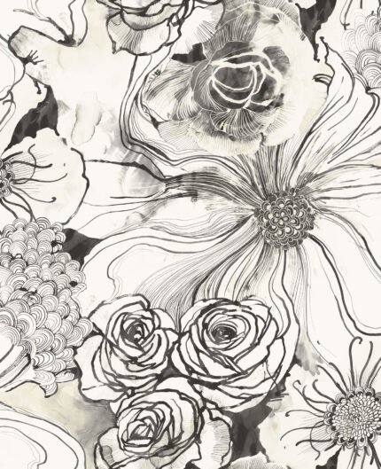 Lambton | Blacks Florals, Botanicals and Tropicals Wallpaper for Dining Room, Half Bath, and Office