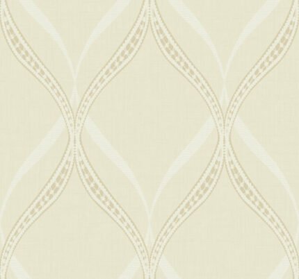 Beacon Trellis - Metallic Pearl and Salted Caramel | Whites and Off Whites Geometrics Wallpaper for Office, Accent Wall, and Entryway