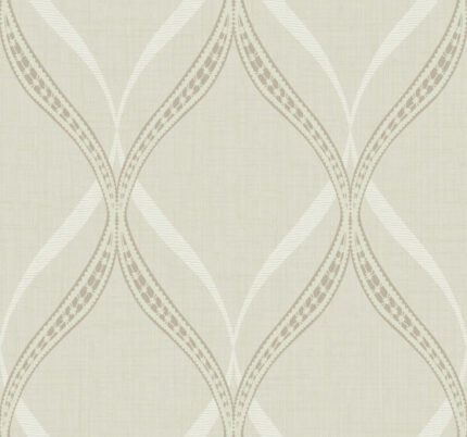 Beacon Trellis - Metallic Toasted Marshmallow | Warm Neutrals and Beiges Geometrics Wallpaper for Office, Accent Wall, and Kitchen