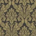 Floral Pom - Metallic Gold and Espresso | Golds Florals, Botanicals and Tropicals Wallpaper for Bedroom, Hallway, and Nursery