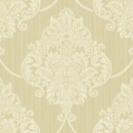 Liberty Damask - Metallic Champagne | Whites and Off Whites Damasks and Scrolls Wallpaper for Kitchen, Entryway, and Accent Wall