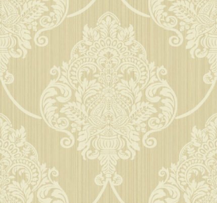 Liberty Damask - Metallic Champagne | Whites and Off Whites Damasks and Scrolls Wallpaper for Kitchen, Entryway, and Accent Wall