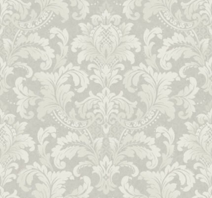 Classical Damask - Metallic Silver Lake | Silvers and Pewters Damasks and Scrolls Wallpaper for Living Room, Kitchen, and Accent Wall
