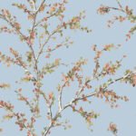 Trail | Blues Trees and Leaves Wallpaper for Half Bath, Entryway, and Office