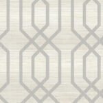 Geo Frame on Grass Textile String | Whites and Off Whites Geometrics Wallpaper for Office, Accent Wall, and Half Bath
